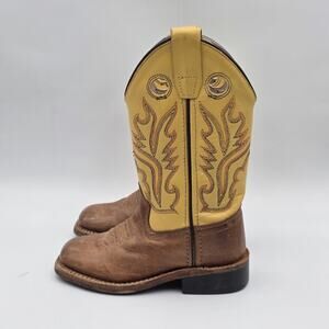 Old West Leather Cowboy Western Square Toe Boots 085 Kids Sz 3